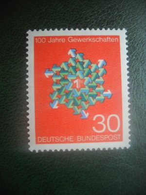 HOPCT TIMBRE MNH 888 SINDICATELE GERMANE 100 ANI 1968- 1 VAL GERMANIA foto