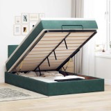 vidaXL Cadru de pat otoman cu saltea verde &icirc;nchis 120x200cm catifea 3311768