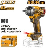 Cumpara ieftin Masina de insurubat Pistol cu impact 500Nm, 1/2&#039;&#039;, 2900bpm, 20v, brushless fara acumulator Ingco CIWLI20501