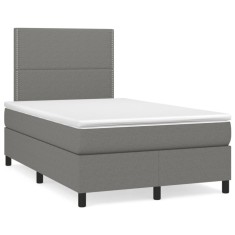 vidaXL Pat box spring cu saltea, gri &icirc;nchis, 120x190 cm, textil 3269875