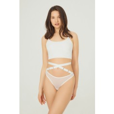 GS1140-221 Chilot tanga din plasa fina cu benzi late elastice in talie