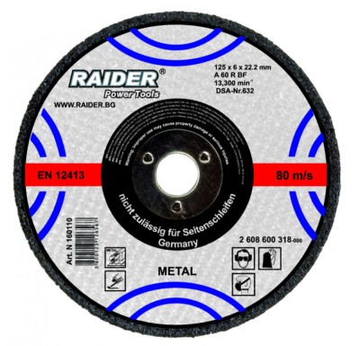Disc pentru taiat metal 115х1.2х22.2mm, Raider 160115 foto
