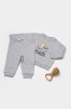 Set hanorac si pantaloni, Two thread, 100%bumbac organic - Gri, BabyCosy (Marime: 12-18 Luni)