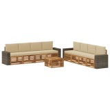 vidaXL Seturi de canapele cu pernă 9 pcs Lemn Solid de Acacia 3384189