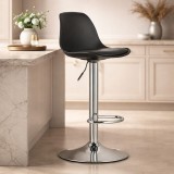 Scaun de bucatarie/bar, Artool, Hoga, rotativ, PP negru, picior metal argintiu, 38x40x81-102 cm
