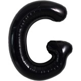Balon folie metalizata litera g, flippy, 40 cm, umflati cu heliu sau aer, ambalaj individual, pai inclus, negru