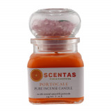 Lumanare din ceara de soia scentas cu cristale naturale cuart roz si aventurin portocale 75g, Stonemania Bijou