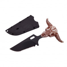 Cutit tactic de vanatoare IdeallStore®, Death Spike, 9.5 cm, negru, teaca cu lant inclusa