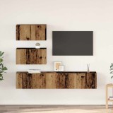 Set comodă TV Pe perete cu depozitare cu ușă 4 pcs Lemn vechi 80 x 30 x 30 cm