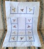 Stergar Vintage din bumbac cu cusatura manuala combinata flori si in cruciulite