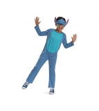 Costum Carnaval Copii Stitch Basic, Marime XS (3-4 Ani), Salopeta + Masca, Godan, Albastru