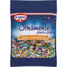 Ornamente Colorate pentru Prajituri DR. OETKER, Zahar, 30 g, Lumea Unicornilor, Ornamente de Zahar, Ornamente pentru Deserturi, Ornamente de Zahar pen