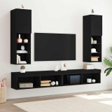 Cumpara ieftin Dulap TV cu LED, 2 buc., stejar negru, 30,5x30x102 cm, lemn