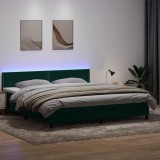 Cumpara ieftin Pat box spring cu saltea, verde &icirc;nchis, 180x210 cm, catifea