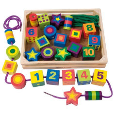 Joc De Insirat Din Lemn Cu Cifre, Montessori, Insira Margelele - Melissa&Doug 3775