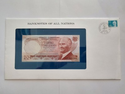 Turcia - 20 Lire 1970 - In plic de prezentare foto