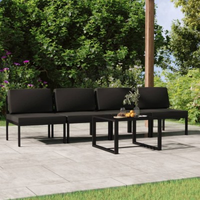 vidaXL Set mobilier de grădină cu perne, 5 piese, antracit, aluminiu 3107786 foto