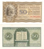 Argentina 50 Centavos 1951 P-259b UNC Bancnota Straine America