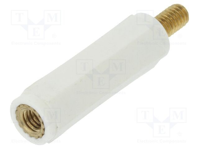Bucşă izolantă DREMEC M4 poliamidă 28mm albă UL94V-2