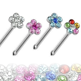 Piercing nas - floare cu zircon - Culoare zirconiu piercing: Aurora Boreală - AB foto