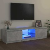 Comodă TV cu lumini LED, gri beton, 140x40x36 cm