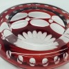 Scrumiera Bohemia - Cehoslovacia cristal rosu rubin, veche, vintage