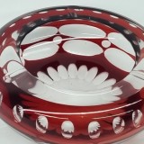 Scrumiera Bohemia - Cehoslovacia cristal rosu rubin, veche, vintage