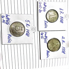 monede rusia 3 buc 1998 / 1+2+5 r circulatie
