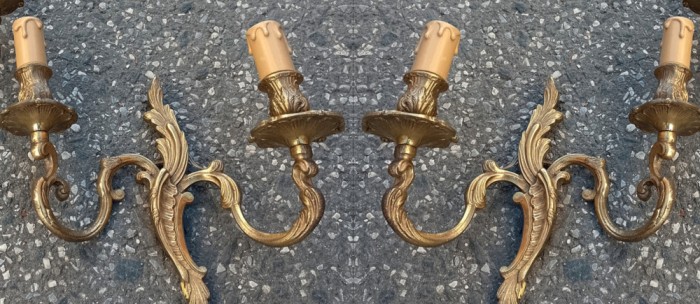 Pereche de aplice vechi in stilul Rococo din bronz masiv