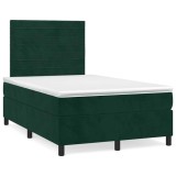 Cumpara ieftin Pat box spring cu saltea, verde inchis, 120x200 cm, catifea