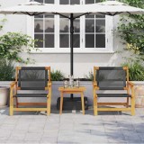 VidaXL Scaune de Grădină cu Masă 3 pcs Negru 45 x 45 x 40 cm