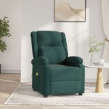 VidaXL Fotoliu de masaj electric, verde &icirc;nchis, catifea