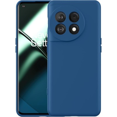Husa de protectie, flippy, pentru oneplus 11 5g, liquid silicone, cu microfibra pe interior, protectie antisoc, compatibil incarcare wireless, albastr foto