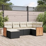 vidaXL Set mobilier de grădină cu perne, 6 piese, negru, poliratan 3227855