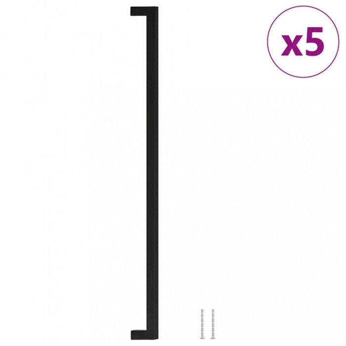 Manere de dulap, 5 buc., negru, 480 mm, otel inoxidabil
