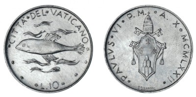 Vatican 1972 - 10 lire UNC foto