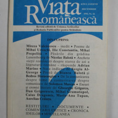 VIATA ROMANEASCA , REVISTA EDITATA DE UNIUNEA SCRIITORILOR , ANUL LXXXVII , NR. 12 , DECEMBRIE , 1993