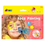 Set de pictura faciala cu sabloane, Avenir, Flori si fluturi
