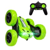 Masinuta Stunt Racing 4WD telecomanda 2.4 GHz lumini led rotire 360 de grade acumulator 3.7V 500 mAh Alhena Store&amp;reg; LH-C014S 1:24 verde