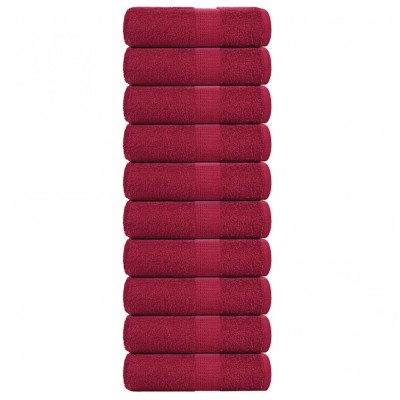 vidaXL Prosoape pentru oaspeți 10 buc Bordeaux 360 g/m&amp;sup2; 100% bumbac foto