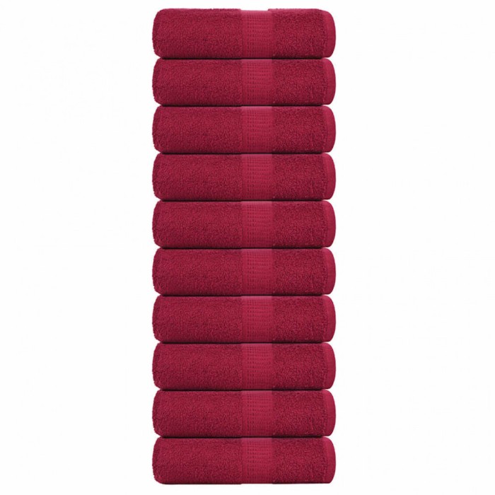 vidaXL Prosoape pentru oaspeți 10 buc Bordeaux 360 g/m&sup2; 100% bumbac