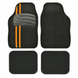 Cumpara ieftin Set Covorase Auto Universale Custo Tiger, Mocheta, negru cu insertie portocalie, 4 buc, Universal