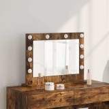 Oglinda Toaleta vidaXL Stejar Afumat 60x45 cm, Iluminare LED, Montare Perete, Maro