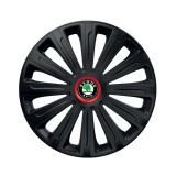 Cumpara ieftin Set 4 capace roti Negre Cu Inel Rosu Trend R14 pentru gama auto Skoda, Autohelix MSA