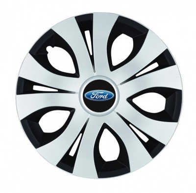 Set 4 Capace Roti Top Gri-Negru R16, Compatibil Cu Ford foto
