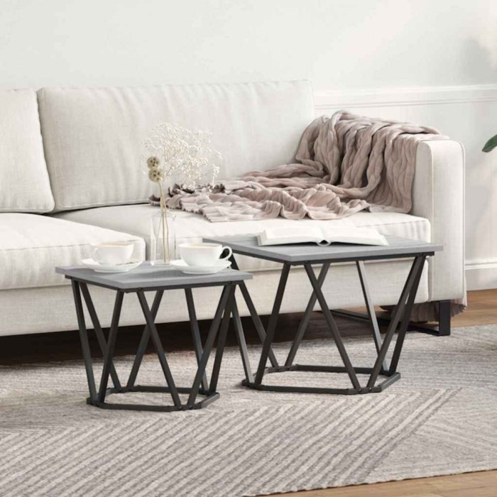 vidaXL Set măsuțe laterale 2 pcs sonoma gri 50 x 50 x 40 cm