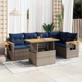 Gossi set mobilier gradina cu perne 6 piese gri poliratan/lemn acacia