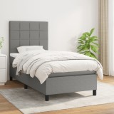 Cumpara ieftin Pat box spring cu saltea, gri &icirc;nchis, 100x200 cm, textil