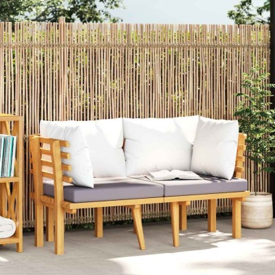 vidaXL Canapea de grădină cu 2 locuri, cu perne, lemn masiv de acacia 316264 foto