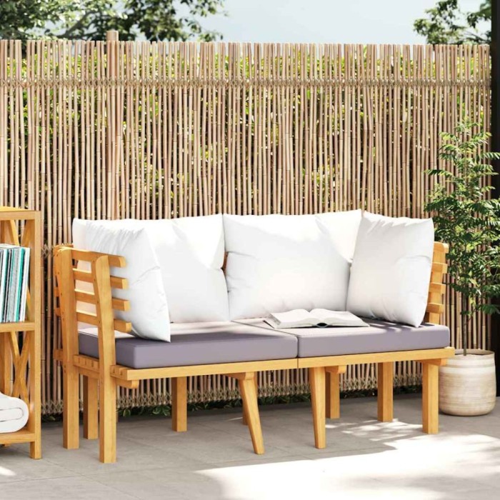 vidaXL Canapea de grădină cu 2 locuri, cu perne, lemn masiv de acacia 316264